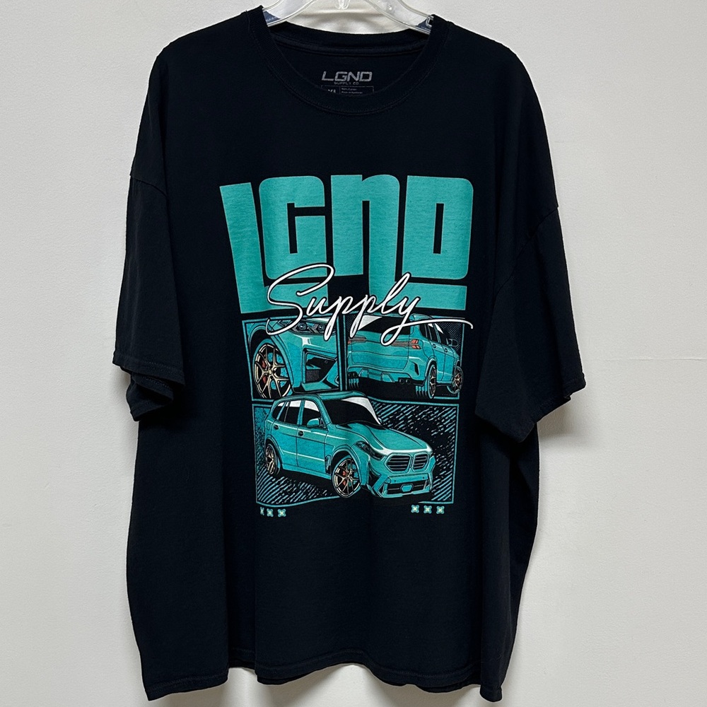 LGND Supply Co Black & Teal Racing Graphic Tee
Shirt size 3XL